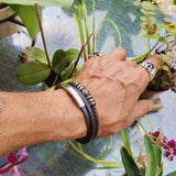 Vintage Multilayer Genuine Leather Bracelet with Stainless Steel Budha Charms - Gift Unisex Leather Fashion Jewelery