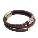 Vintage Multilayer Genuine Leather Bracelet with Stainless Steel Budha Charms - Gift Unisex Leather Fashion Jewelery