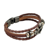 Boho Navy Style Multilayer Brown Leather Bracelet with Stainless Steel Anchor Cuff - Gift Fashion Unisex Marine Bracelet