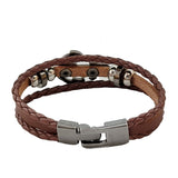 Boho Navy Style Multilayer Brown Leather Bracelet with Stainless Steel Anchor Cuff - Gift Fashion Unisex Marine Bracelet