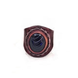 Boho Leather Ring with Onyx Setting (4432068247606)
