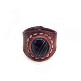 Boho Leather Ring with Onyx Setting (4432068968502)