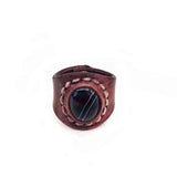Boho Leather Ring with Onyx Setting (4432068968502)