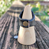 Handcrafted Boho Leather Ring with Turquoise Stone Setting - Fashion Design Ring Size 8