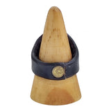 Unique Handcrafted Black Vegetal Leather Ring with Firuze Stone Setting-Unisex Gift Fashion Jewelry Design Ring with Naturel Stone Setting