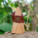 Handcrafted Genuine Vegetal Leather Ring With Tiger Eye Stone Setting-Unisex Gift Fashion Jewelery with Naturel Stone Size 10