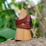 Handcrafted Genuine Vegetal Leather Ring With Tiger Eye Stone Setting-Unisex Gift Fashion Jewelery with Naturel Stone Size 10