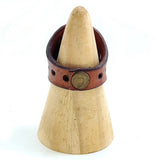 Unique Handcrafted Vegetal Brown Leather Ring with Firuze Stone Setting-Unisex Gift Fashion Jewelry Band with Naturel Stone