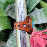 Unique Handcrafted Vegetal Brown Leather Ring with Firuze Stone Setting-Unisex Gift Fashion Jewelry Band with Naturel Stone