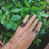 Unique Handcrafted Brown Color Vegetal Leather Ring with Black Agate Stone Setting-Lifestyle Unisex Gift Fashion Jewelry with Naturel Stone