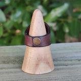 Unique Handcrafted Vegetal Leather Ring with Firuze Stone Setting-Lifestyle Unisex Gift Fashion Jewelry with Naturel Stone