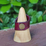 Handcrafted Vegetal Leather Ring with Gray Agate Stone Setting-Unique Unisex Gift Fashion Jewelry with Naturel Stone.