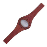 Unique Handcrafted Vegetal Brown Leather Ring with White Agate Stone Setting-Lifestyle Unisex Gift Fashion Jewelry with Naturel Stone