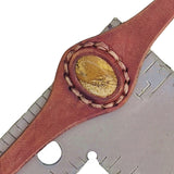 Unique Handcrafted Vegetal Brown Leather Ring with Picture Jasper Setting-Lifestyle Unisex Gift Fashion Jewelry with Naturel Stone