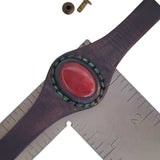 Unique Handcrafted Vegetal Brown Leather Ring with Red Tiger Eye Stone Setting-Lifestyle Unisex Gift Fashion Jewelry with Naturel Stone