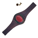 Unique Handcrafted Vegetal Brown Leather Ring with Red Tiger Eye Stone Setting-Lifestyle Unisex Gift Fashion Jewelry with Naturel Stone