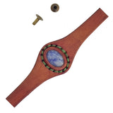 Unique Handcrafted Vegetal Brown Leather Ring with Blue Spot Jasper Setting-Lifestyle Unisex Gift Fashion Jewelry with Naturel Stone