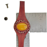Unique Handcrafted Vegetal Brown Leather Ring with Yellow Agate Stone Setting-Lifestyle Unisex Gift Fashion Jewelry with Naturel Stone.