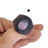 Unique Handcrafted Vegetal Black Leather Ring with Purple Agate Stone Setting-Lifestyle Unisex Gift Fashion Jewelry with Naturel Stone.