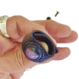 Unique Handcrafted Vegetal Black Leather Ring with Purple Agate Stone Setting-Lifestyle Unisex Gift Fashion Jewelry with Naturel Stone.