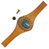 Unique Handcrafted Vegetal Yellow Leather Ring with Green Agate Stone Setting-Lifestyle Unisex Gift Fashion Jewelry with Naturel Stone.
