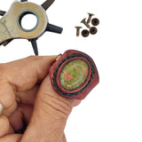 Unique Handcrafted Vegetal Brown Leather Ring with Green Flower Stone Setting-Lifestyle Unisex Gift Fashion Jewelry with Naturel Stone