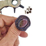 Unique Handcrafted Vegetal Brown Leather Ring with Indian Agate Stone Setting-Lifestyle Unisex Gift Fashion Jewelry with Naturel Stone