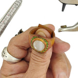 Unique Handcrafted Vegetal Maroon Color Leather Ring with White Cat Eye Stone-Lifestyle Unisex Gift Fashion Jewelry with Naturel Stone