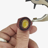 Unique Handcrafted Vegetal Brown Leather Ring with Tiger Eye Stone Setting-Lifestyle Unisex Gift Fashion Jewelry with Naturel Stone