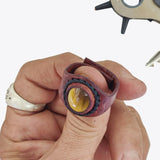 Unique Handcrafted Vegetal Brown Leather Ring with Tiger Eye Stone Setting-Lifestyle Unisex Gift Fashion Jewelry with Naturel Stone