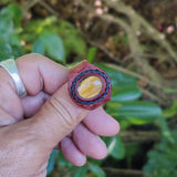 Unique Handcrafted Vegetal Brown Leather Ring with Tiger Eye Stone Setting-Lifestyle Unisex Gift Fashion Jewelry with Naturel Stone