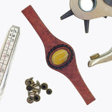 Unique Handcrafted Vegetal Brown Leather Ring with Tiger Eye Stone Setting-Lifestyle Unisex Gift Fashion Jewelry with Naturel Stone
