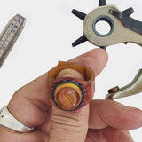 Unique Handcrafted Vegetal Brown Leather Ring with Orange Agate Stone Setting-Lifestyle Unisex Gift Fashion Jewelry with Naturel Stone