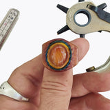 Unique Handcrafted Vegetal Brown Leather Ring with Orange Agate Stone Setting-Lifestyle Unisex Gift Fashion Jewelry with Naturel Stone