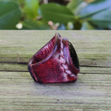 Unique Handcrafted Vegetal Leather Ring with Purple Agate Stone Setting-Siae 7.5 Lifestyle Unisex Gift Fashion Jewelry with Naturel Stone