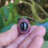 Unique Handcrafted Vegetal Leather Ring with Purple Agate Stone Setting-Siae 7.5 Lifestyle Unisex Gift Fashion Jewelry with Naturel Stone