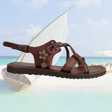 Handcrafted Strappy Strappy Vegetal Leather Women Sandalet -Life Style Shoes-Gift Fashion Footwear-Strappy Sandal