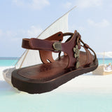 Handcrafted Strappy Strappy Vegetal Leather Women Sandalet -Life Style Shoes-Gift Fashion Footwear-Strappy Sandal