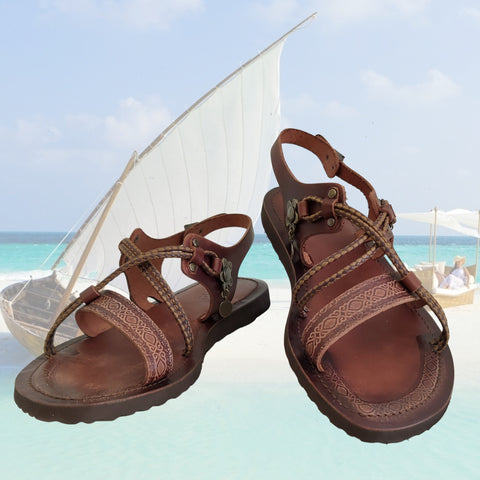 Handcrafted Strappy Strappy Vegetal Leather Women Sandalet -Life Style Shoes-Gift Fashion Footwear-Strappy Sandal