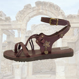 Handcrafted Strappy Vegetal Leather Women Sandalet -Life Style Shoes-Gift Fashion Footwear-Strappy Sandal