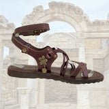 Handcrafted Strappy Vegetal Leather Women Sandalet -Life Style Shoes-Gift Fashion Footwear-Strappy Sandal