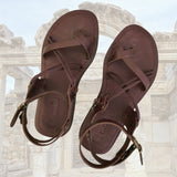 Handcrafted Strappy Vegetal Leather Women Sandalet -Life Style Shoes-Gift Fashion Footwear-Strappy Sandal