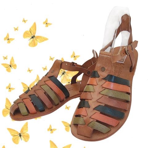 Handcrafted Strappy Vegetal Leather Women Sandalet -Life Style Shoes-Gift Fashion Footwear-Strappy Sandal