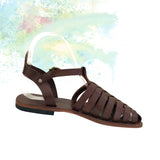 Handcrafted Strappy Vegetal Leather Women Sandalet -Life Style Shoes-Gift Fashion Footwear-Strappy Sandal
