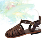 Handcrafted Strappy Vegetal Leather Women Sandalet -Life Style Shoes-Gift Fashion Footwear-Strappy Sandal