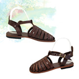 Handcrafted Strappy Vegetal Leather Women Sandalet -Life Style Shoes-Gift Fashion Footwear-Strappy Sandal