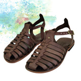 Handcrafted Strappy Vegetal Leather Women Sandalet -Life Style Shoes-Gift Fashion Footwear-Strappy Sandal