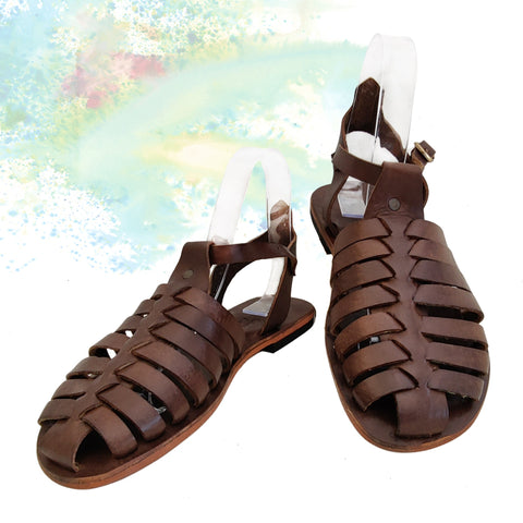 Handcrafted Strappy Vegetal Leather Women Sandalet -Life Style Shoes-Gift Fashion Footwear-Strappy Sandal