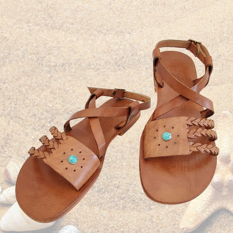 Handcrafted Strappy Vegetal Leather Women Sandalet -Life Style Shoes-Gift Fashion Footwear-Strappy Sandal