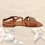 Handcrafted Strappy Vegetal Leather Women Sandalet -Life Style Shoes-Gift Fashion Footwear-Strappy Sandal